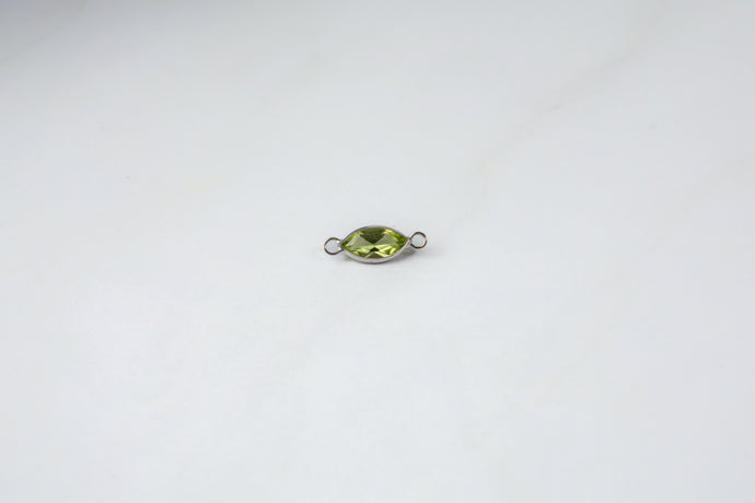 White Gold  stone  peridot  marquise  Gold  gemstone  charm  14k Gold  14k