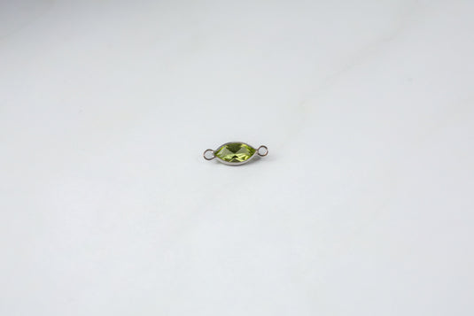 Marquise Peridot Connector - 14K Solid Gold (White)