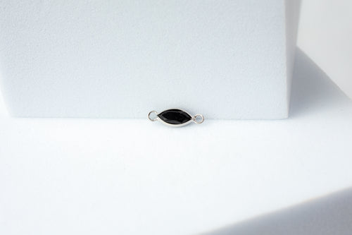 Marquise Black Spinel Connector - 14K Solid Gold (White)