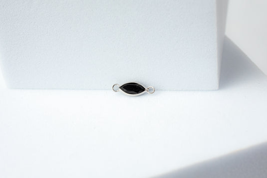 Marquise Black Spinel Connector - 14K Solid Gold (White)