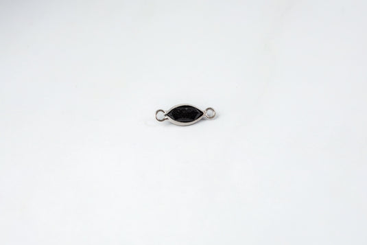 Marquise Black Spinel Connector - 14K Solid Gold (White)