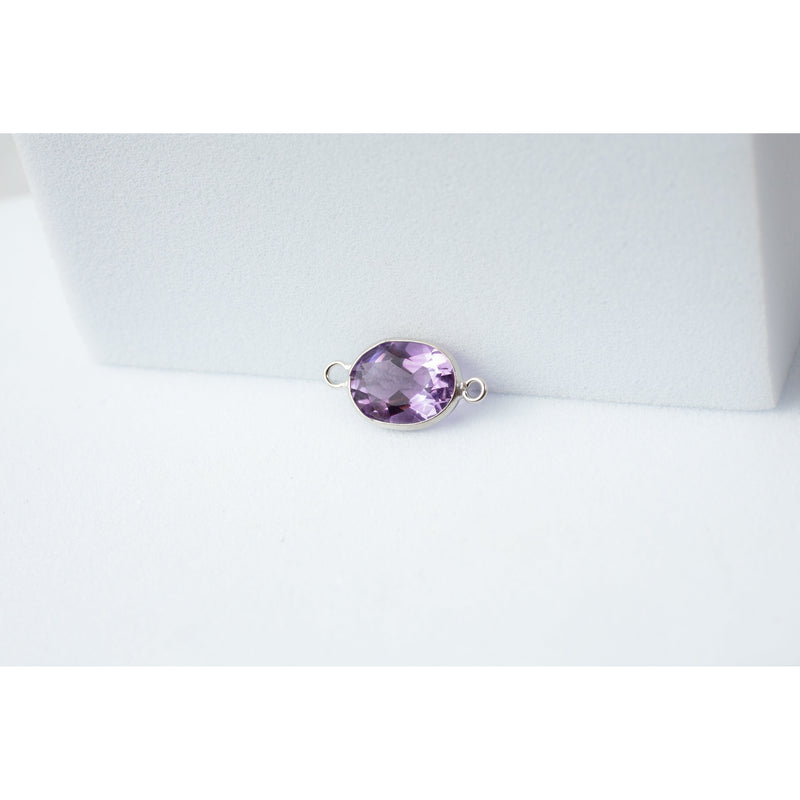 Load image into Gallery viewer, stone  purple  oval  gemstone  charm  amethyst  14k Gold  14k
