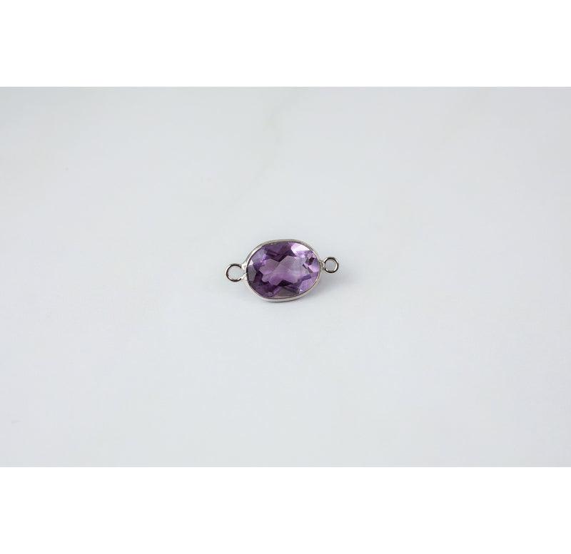 Load image into Gallery viewer, Oval Amethyst 6x8mm 14K Gold Bezel Set 2 Ring Gemstone Connector
