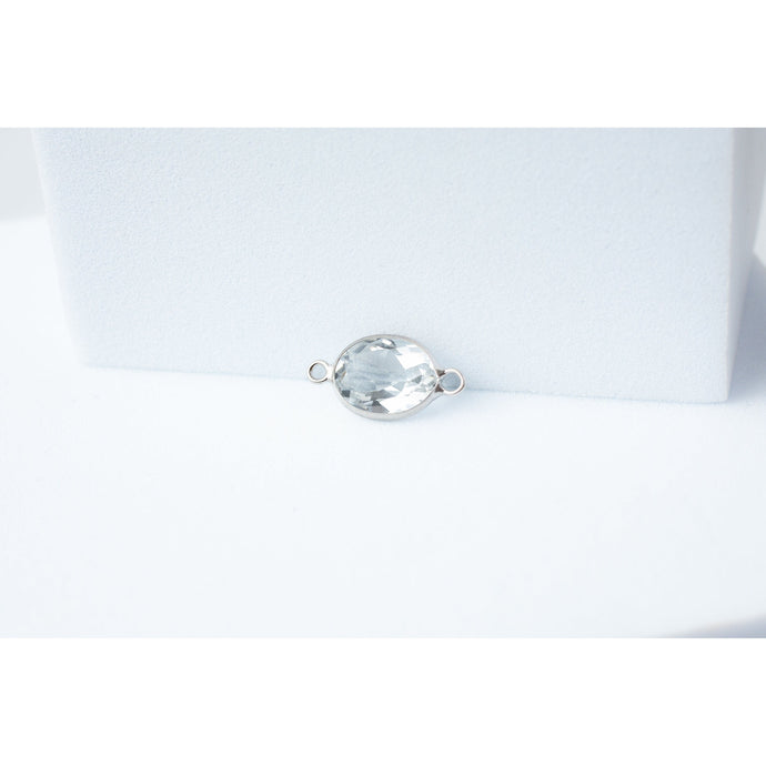 White Topaz  stone  oval  gemstone  charm  14k Gold  14k