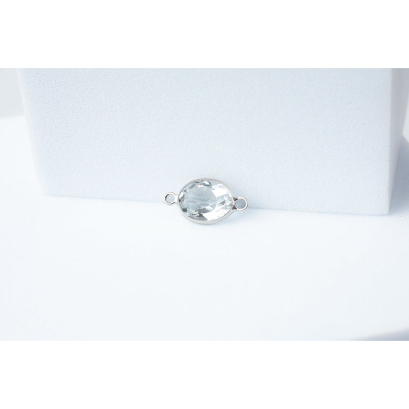Load image into Gallery viewer, White Topaz  stone  oval  gemstone  charm  14k Gold  14k
