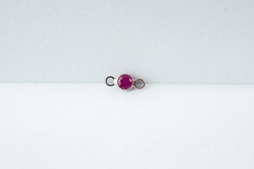 2.5mm Circle Ruby Connector - 14K Solid Gold (White)