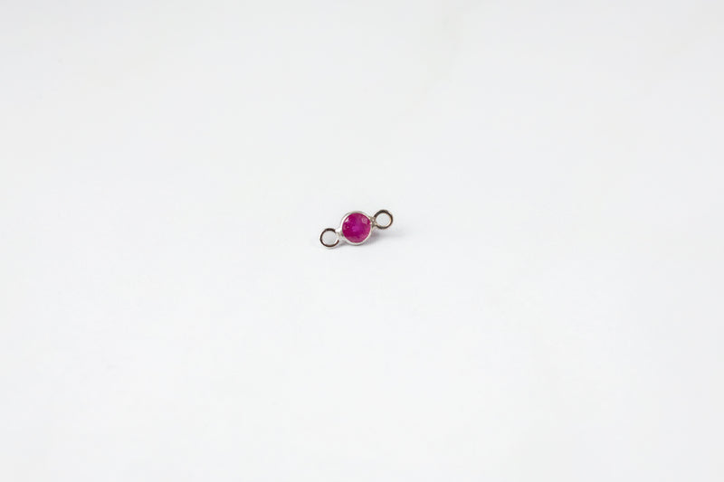 Load image into Gallery viewer, 2.5mm Circle Ruby Connector - 14K Solid Gold (White)
