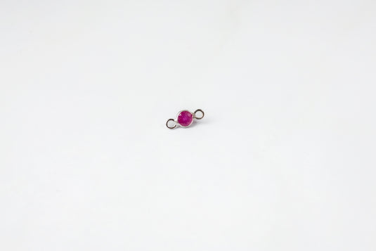 2.5mm Circle Ruby Connector - 14K Solid Gold (White)