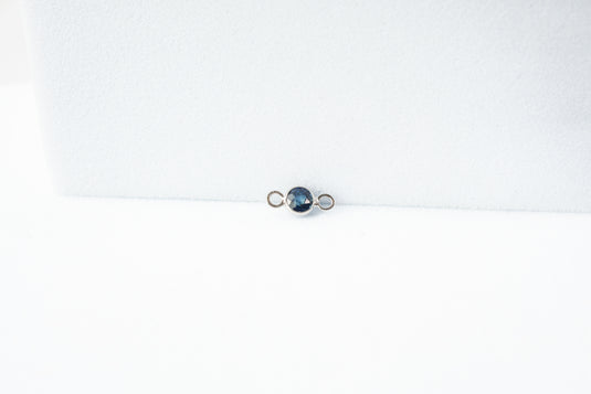 2.5mm Circle Sapphire Connector - 14K Solid Gold (White)
