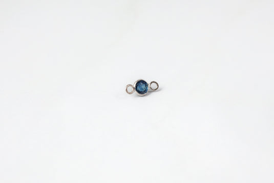 2.5mm Circle Sapphire Connector - 14K Solid Gold (White)