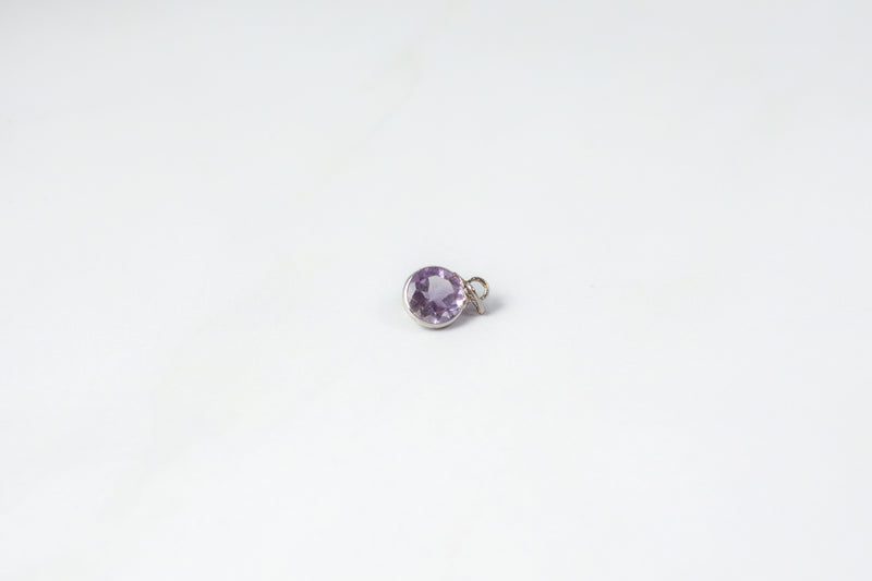 Load image into Gallery viewer, 4mm Circle Amethyst Gemstone Charm - 14K Solid Gold (White)
