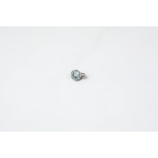 Blue Topaz Gemstone Charm - 14K Gold (White)
