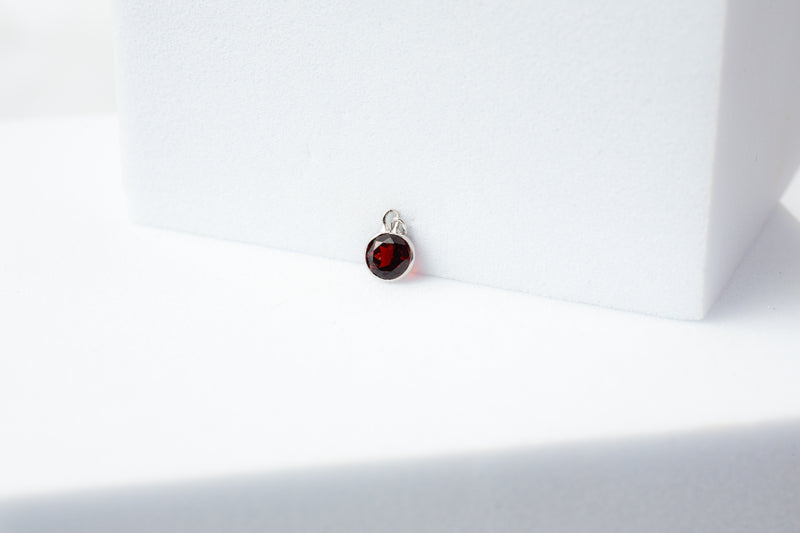 Load image into Gallery viewer, White Gold  White  stone  red  Gold  gemstone  garnet  charm  14k Gold  14k
