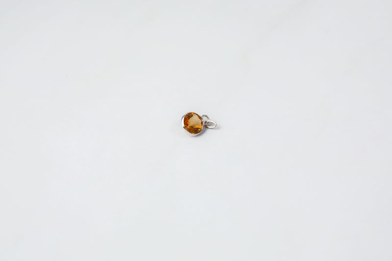 Load image into Gallery viewer, Round Citrine 4mm 14K Gold Bezel-Set Gemstone Charm
