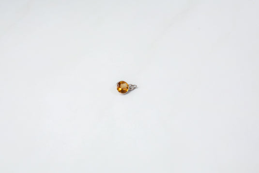Round Citrine 4mm 14K Gold Bezel-Set Gemstone Charm