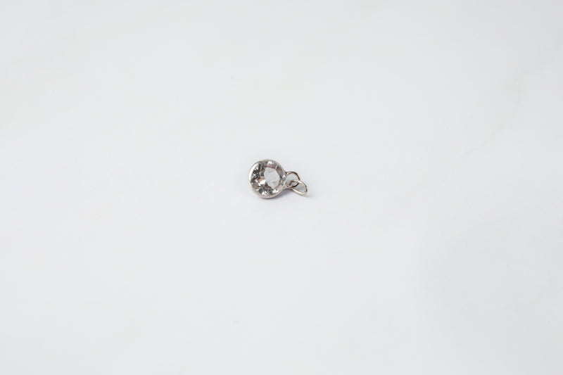 Load image into Gallery viewer, White Topaz Bezel Set Gemstone Charm - 14K White Gold
