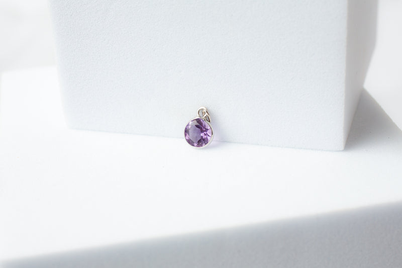 Load image into Gallery viewer, White Gold  White  stone  purple  Gold  gemstone  charm  amethyst  14k Gold  14k
