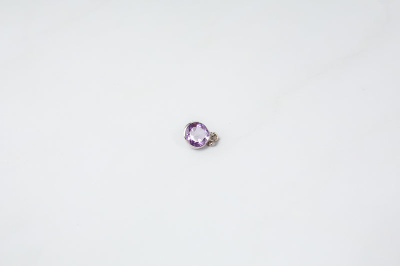 Load image into Gallery viewer, Amethyst Gemstone Charm - 14K Gold (White)
