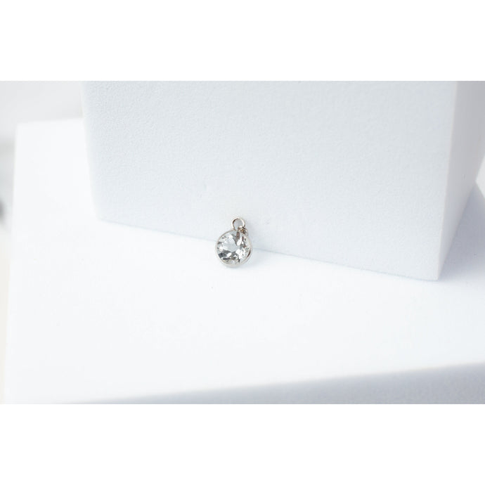 Yellow Gold  White Topaz  White  stone  Gold  gemstone  charm  14k Gold  14k