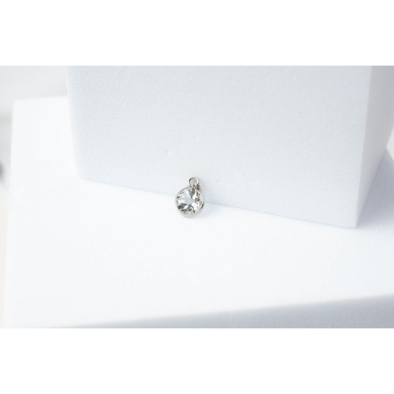 Load image into Gallery viewer, Yellow Gold  White Topaz  White  stone  Gold  gemstone  charm  14k Gold  14k
