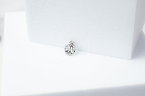 5mm Circle White Topaz Gemstone Charm - 14K Solid Gold (White)