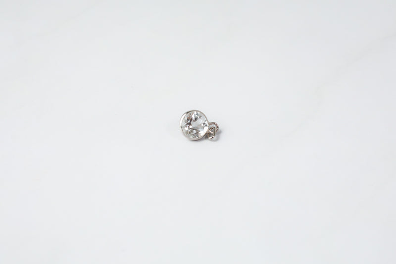 Load image into Gallery viewer, 5mm Circle White Topaz Gemstone Charm - 14K Solid Gold (White)

