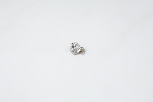 5mm Circle White Topaz Gemstone Charm - 14K Solid Gold (White)