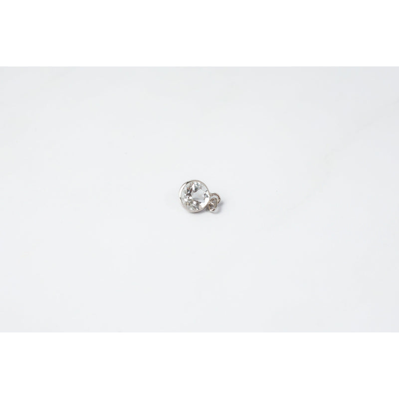 Load image into Gallery viewer, Round White Topaz 5mm 14K Gold Bezel-Set Gemstone Charm- 14K Gold (White)
