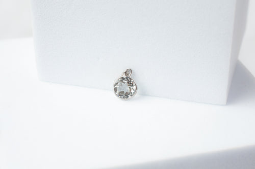 Yellow Gold  White Topaz  White  stone  Gold  gemstone  charm  14k Gold  14k
