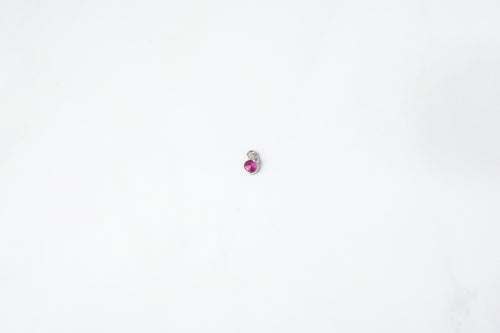 2.5mm Circle Ruby Gemstone Charm - 14K Solid Gold (White)