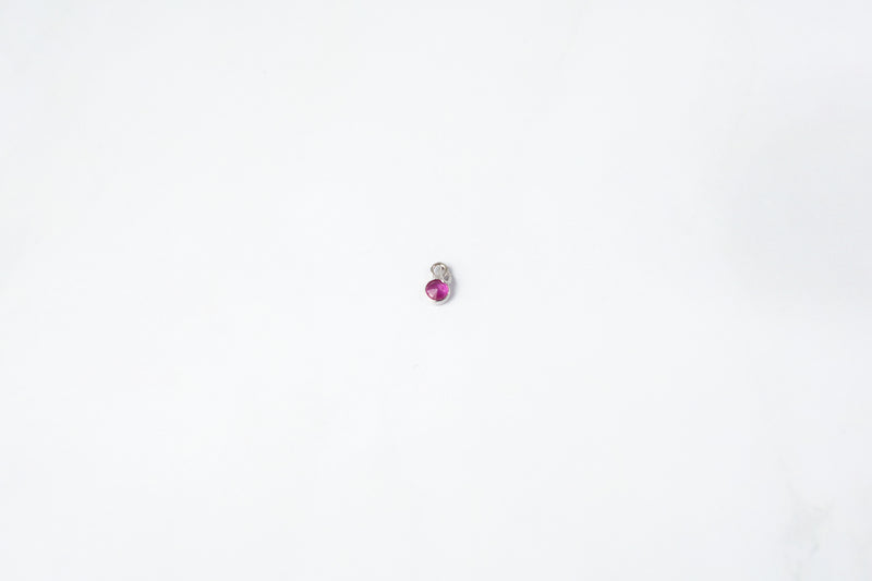 Load image into Gallery viewer, 2.5mm Circle Ruby Gemstone Charm - 14K Solid Gold (White)
