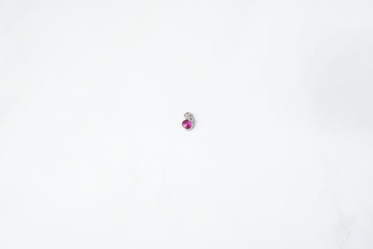 2.5mm Circle Ruby Gemstone Charm - 14K Solid Gold (White)