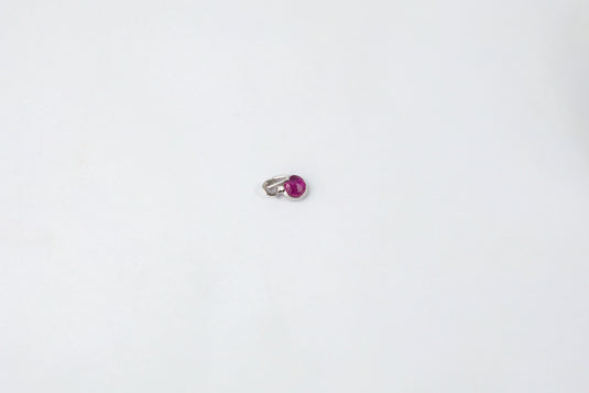 2.5mm Circle Ruby Gemstone Charm - 14K Solid Gold (White)