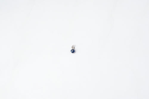 2.5mm Circle Blue Sapphire Gemstone Charm - 14K Solid Gold (White)