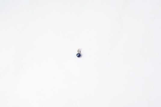 2.5mm Circle Blue Sapphire Gemstone Charm - 14K Solid Gold (White)