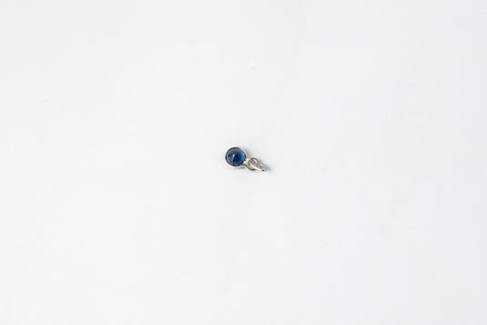 2.5mm Circle Blue Sapphire Gemstone Charm - 14K Solid Gold (White)
