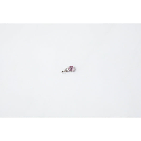 Pink Sapphire Gemstone Charm - 14K Gold (White)