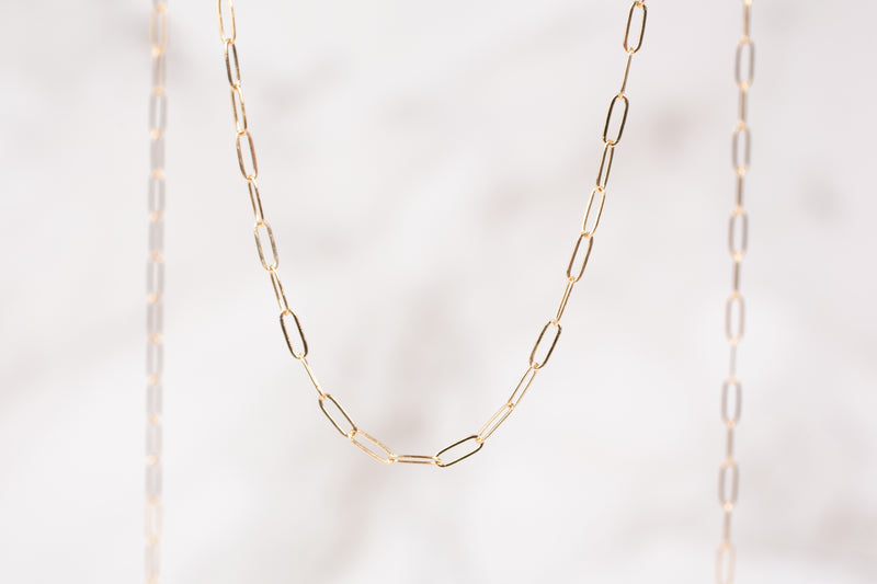 Load image into Gallery viewer, Yellow Gold  rectangular chain  rectangle  Paperclip link  paperclip  Oval Chain  oval  Gold Chain  14k gold chain  14k Gold  14k
