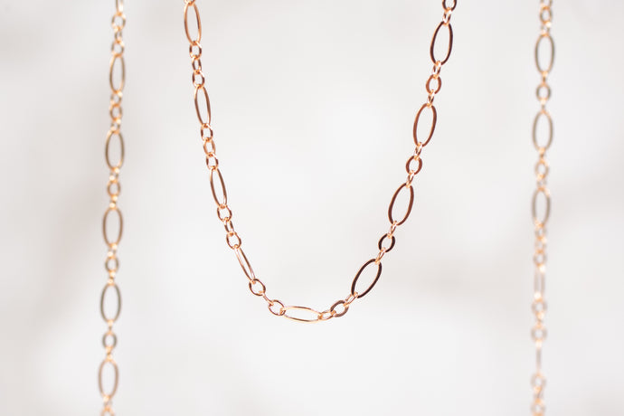 Rose Gold  Rose Color  Rose  oval  long and short  Gold Filled  Gold Chain  Gold  fancy  cable chain  cable