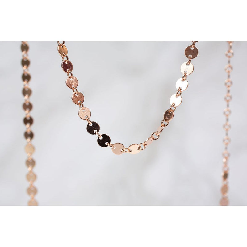Load image into Gallery viewer, texture  Round  Rose Gold  Gold Filled  Gold  disc  circle  cable chain  cable
