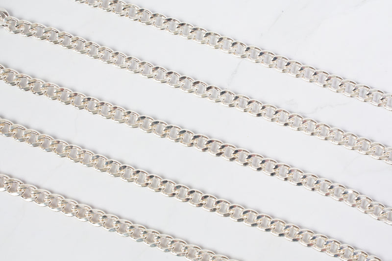 Load image into Gallery viewer, Zeus- Sterling Silver Flat Curb Link Chain
