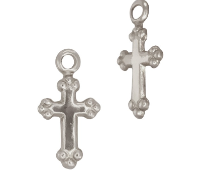 Dotted Cross Charm- Sterling Silver