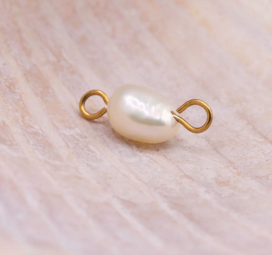 Freshwater Pearl Connector Charm - 18K Gold PVD