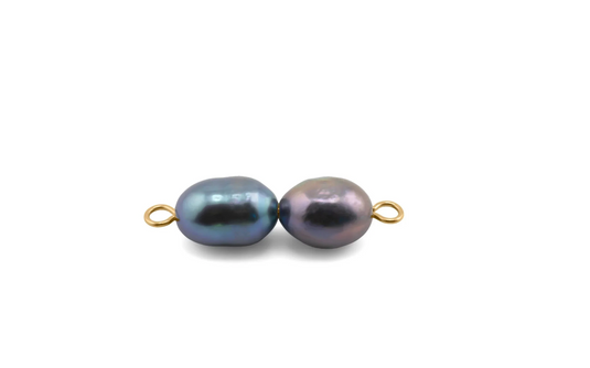 18K Gold PVD Stainless Steel Double Black Pearl Charm Connector Charm