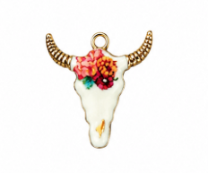 Sunset Floral Longhorn Charm- Gold-Plated