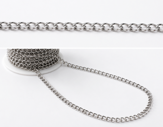 132 Chain Round/ Oval  - Silver -Plated