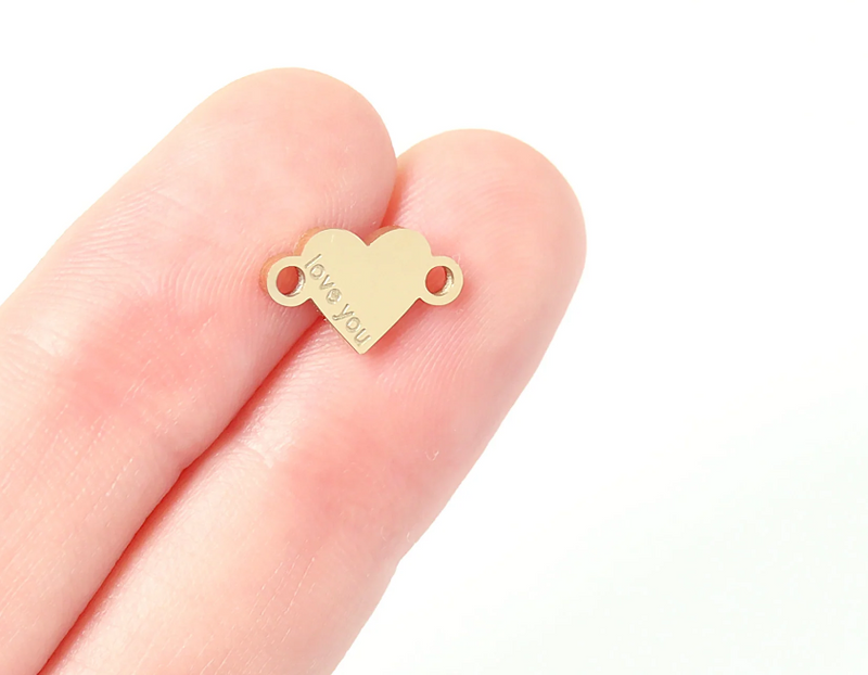 Load image into Gallery viewer, "Love You" Heart Charm Connector- 18K Gold PVD
