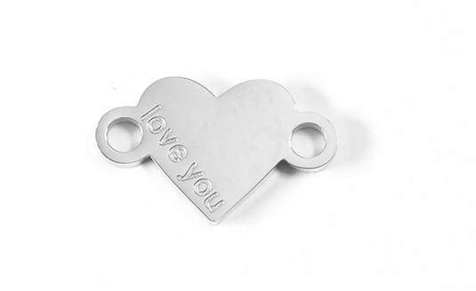 "Love You" Heart Charm Connector- Stainless PVD
