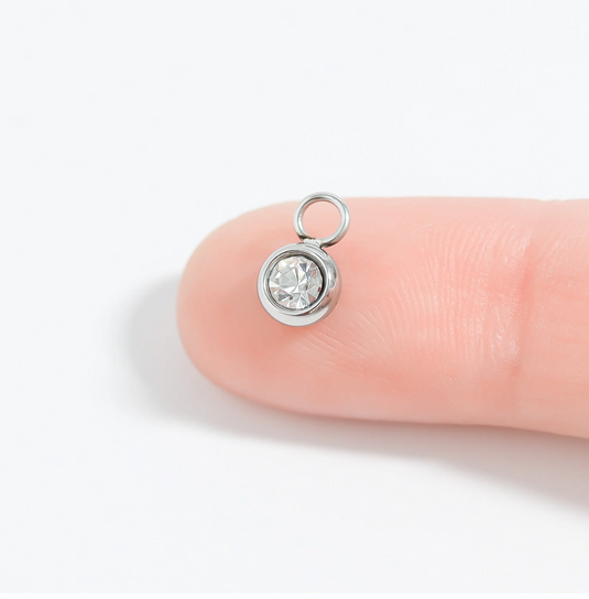 Pendant Clear Charm - Stainless Steel
