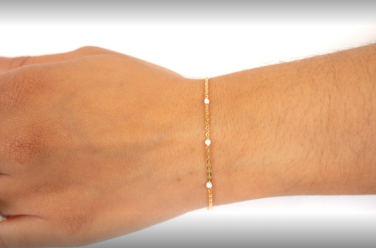 Pebbles  - 14K Gold Filled Enamel (White)